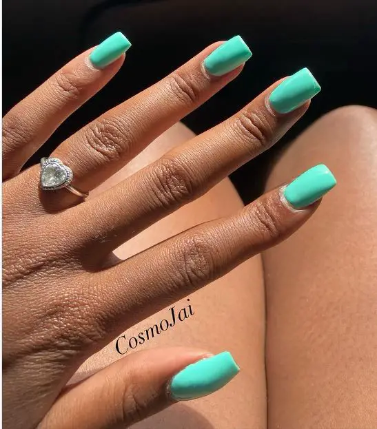Simple Turquoise Nails