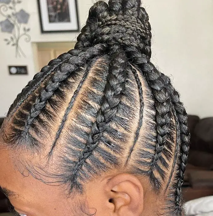 Small Bun Stitch Braids