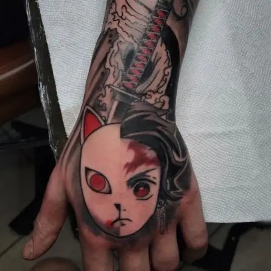 Tanjiro hand tattoo