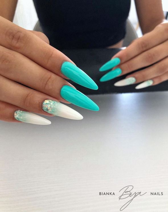 Turquoise Stiletto Nails