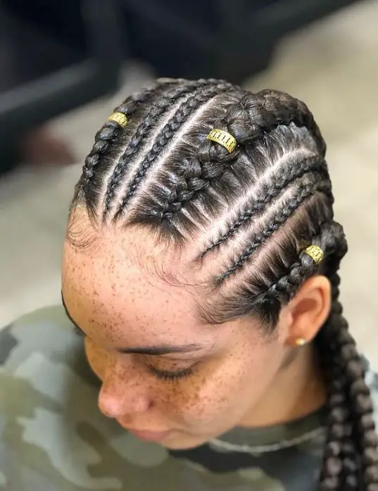 Uneven Part Stitch Braids