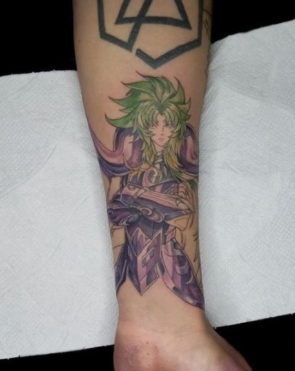 Vibrant Anime Tattoo Design of Aries Shion