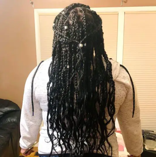 Waist Length Braids With Hair Cuffs