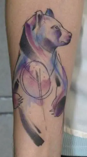 Watercolor Style Bear Tattoo On The Forearm