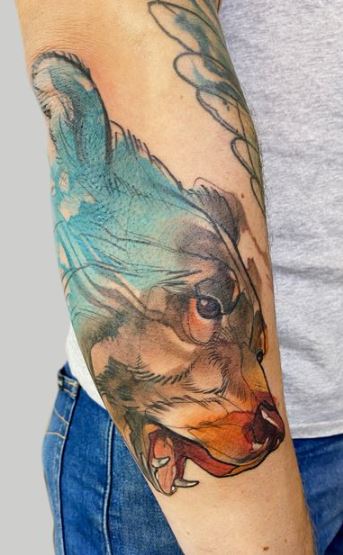 Watercolor tattoo bear