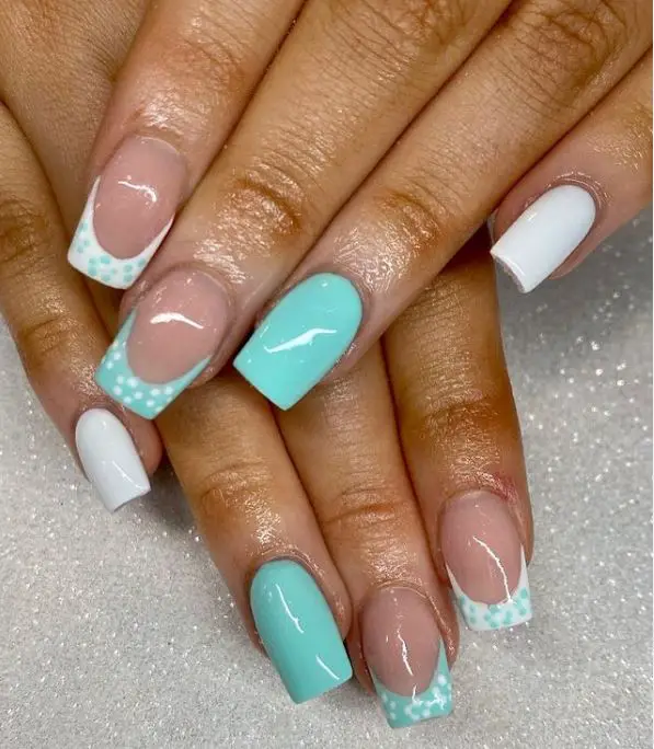 White and Blue Summer Nails