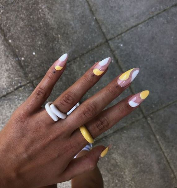 Yellow and White Mani