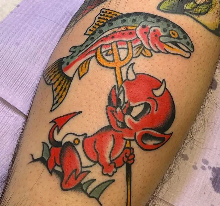 baby devil fishing tattoo