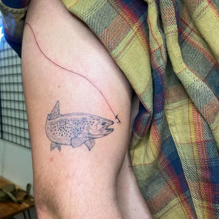 big fish and hook tattoo