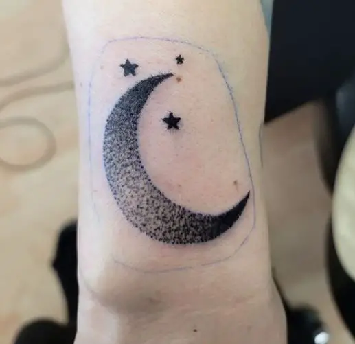 black moon and stars tattoo