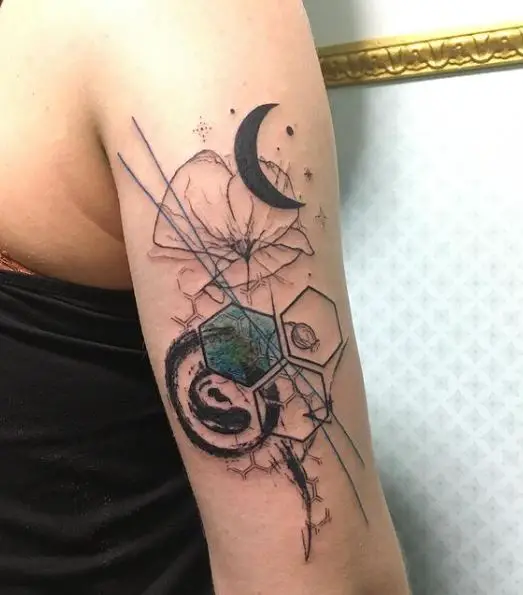 black moon tattoo with details