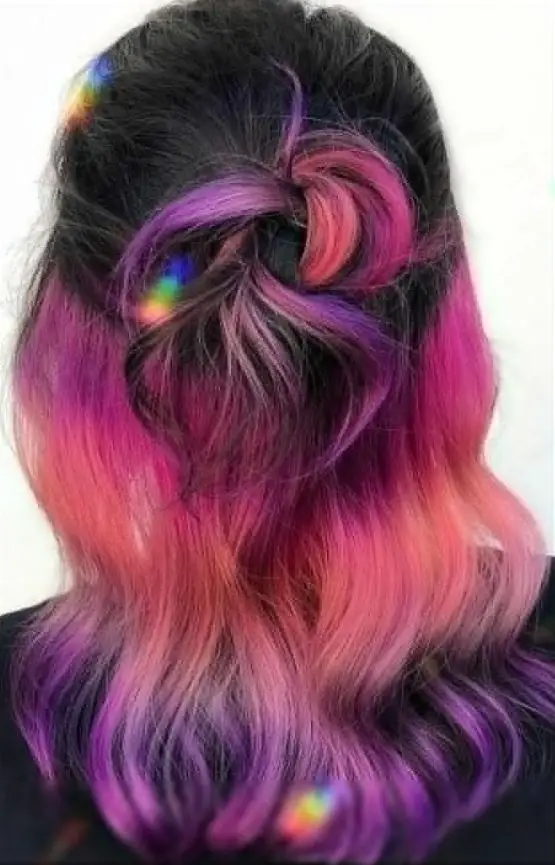 bold pink and purple peekaboo colour