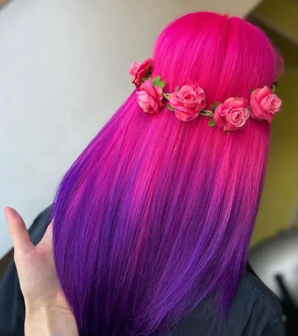 bright Pink Hair with Purple Ombre