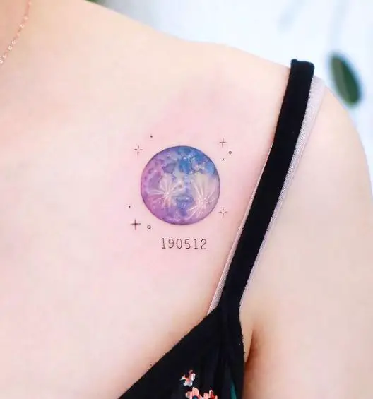 coloured full moon tattoo
