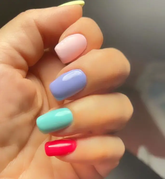 colourful set of gel nails