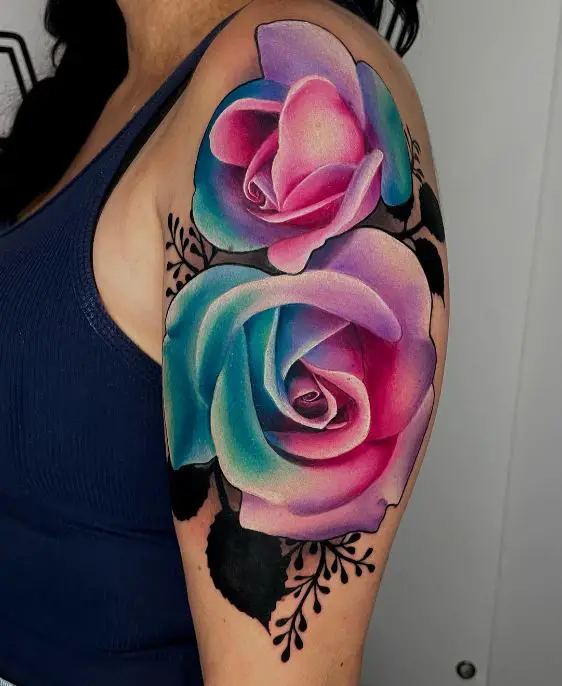 cotton candy roses tattoo