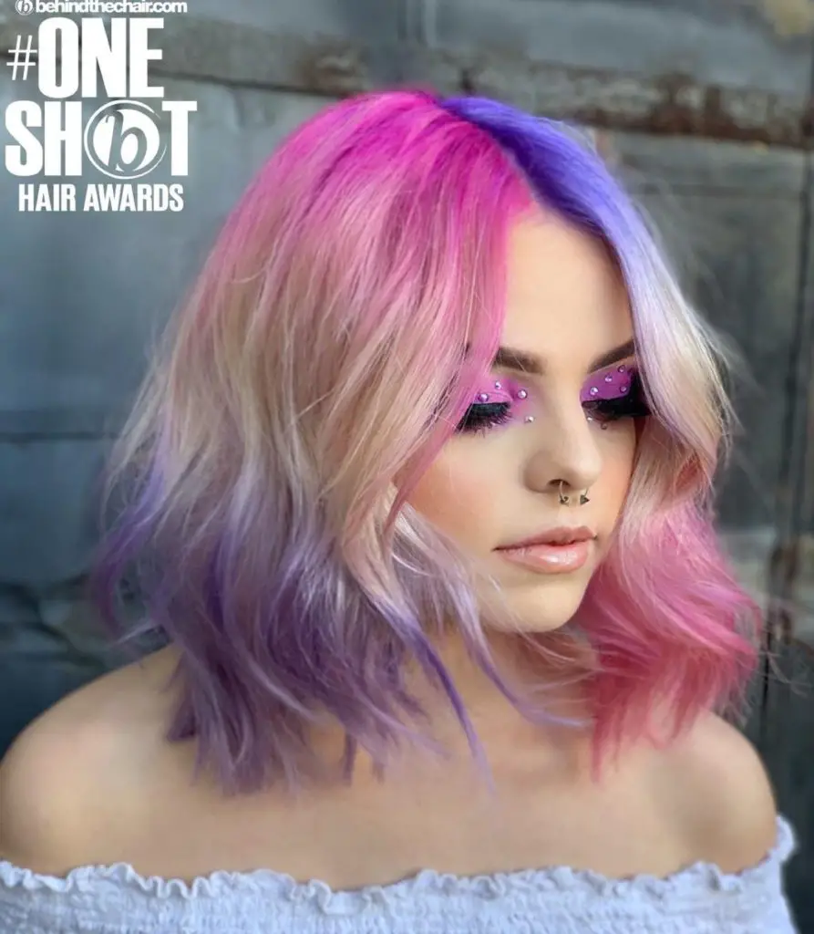 deconstructed pink and purple hair