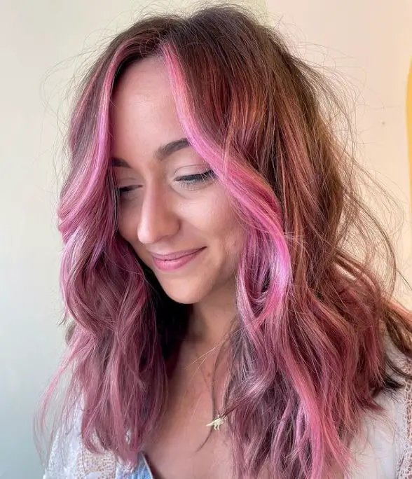 dusty pink highlights