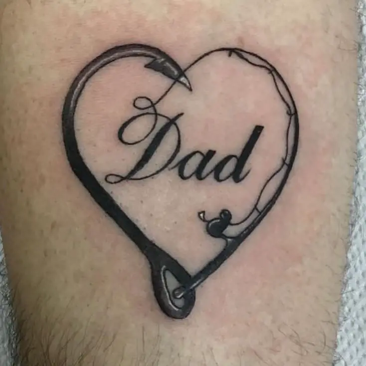 fathers day memorial tattoo with fishing hooks
