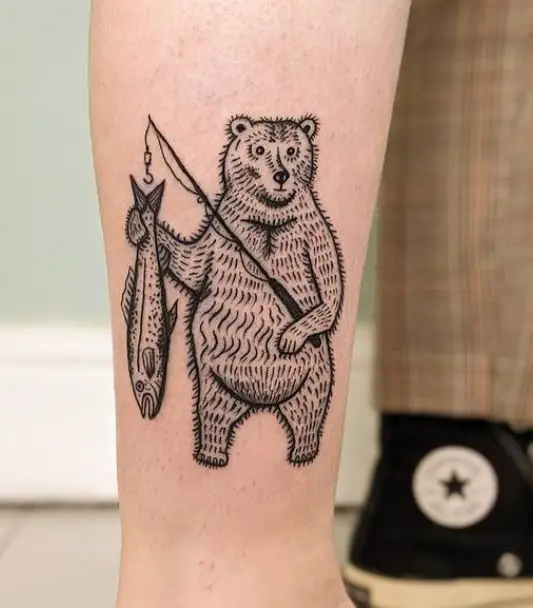 fishing bear tattoo