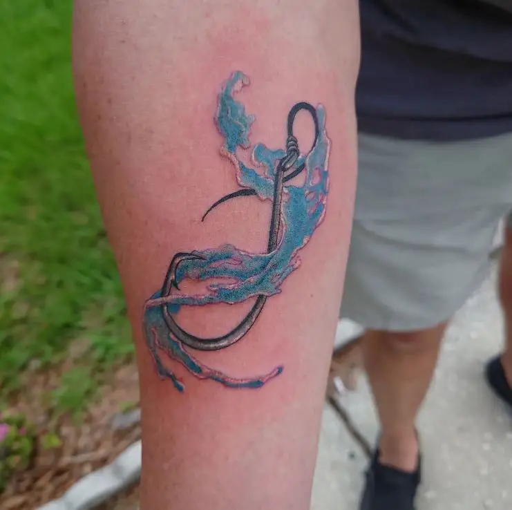 fishing hook and water tattoo
