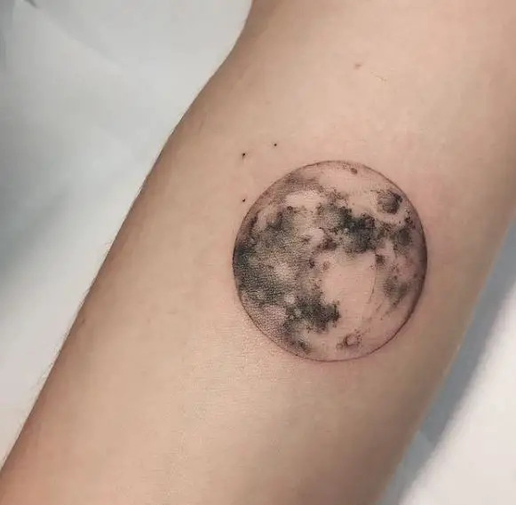 full moon tattoo with shading