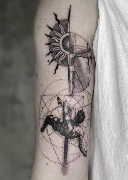 geometric falling icarus tattoo