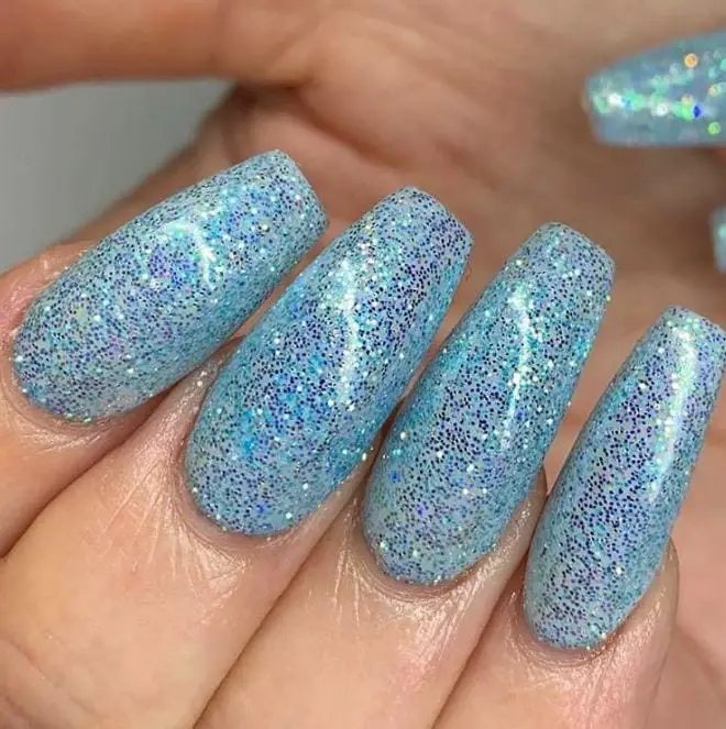 glittery blue nails