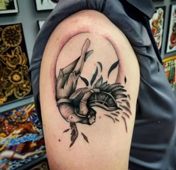 grey shade fall of icarus tattoo