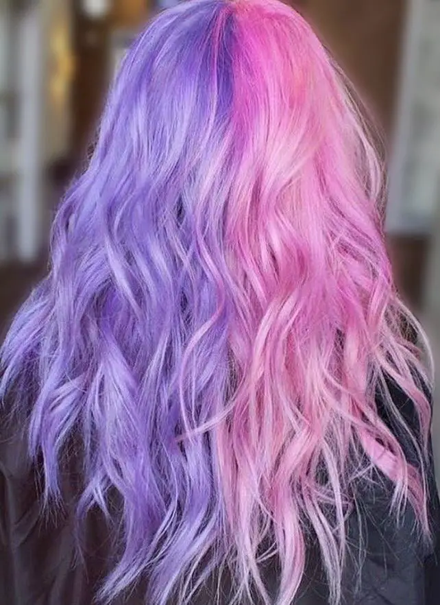 half purple half pink hair