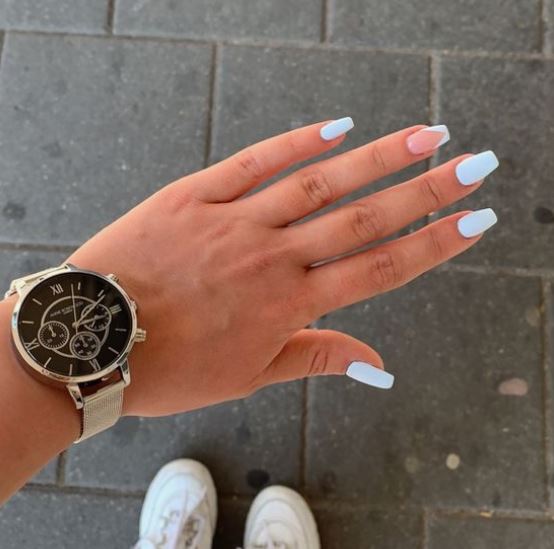 light blue nails