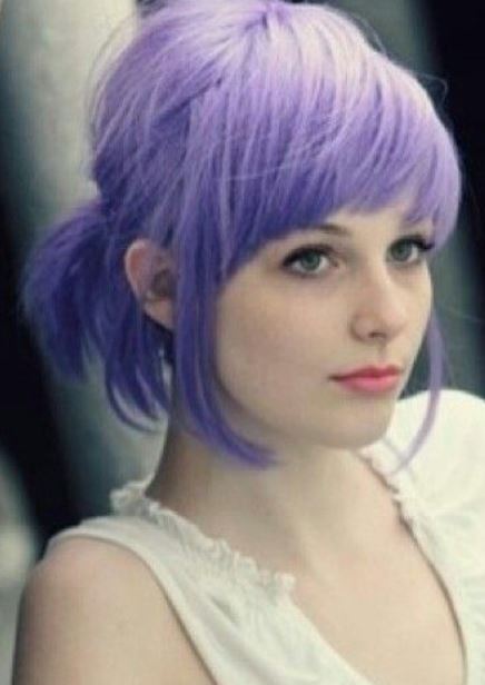 lilac hair with bangs