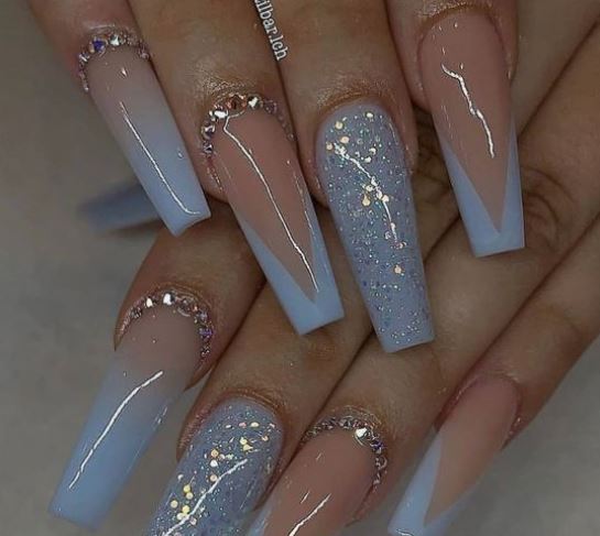 long blue nails