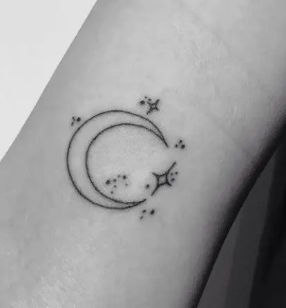 moon and stars black ink tattoo