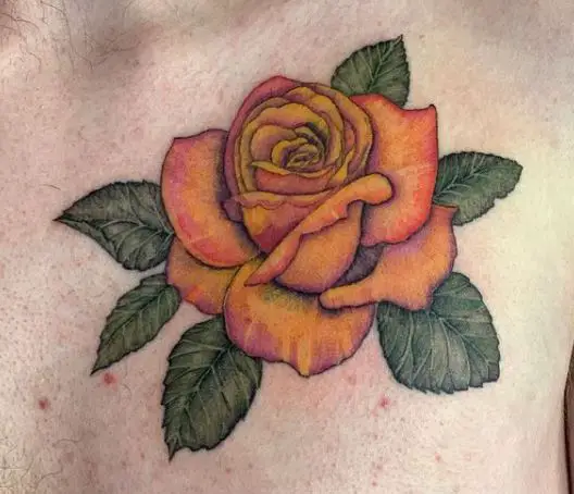 neat yellow rose tattoo