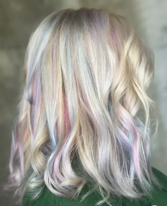 pink and purple highlights on blonde hair