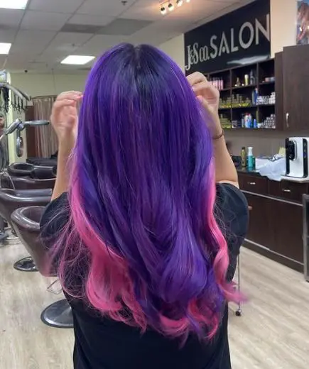 pink and purple peekaboo hair