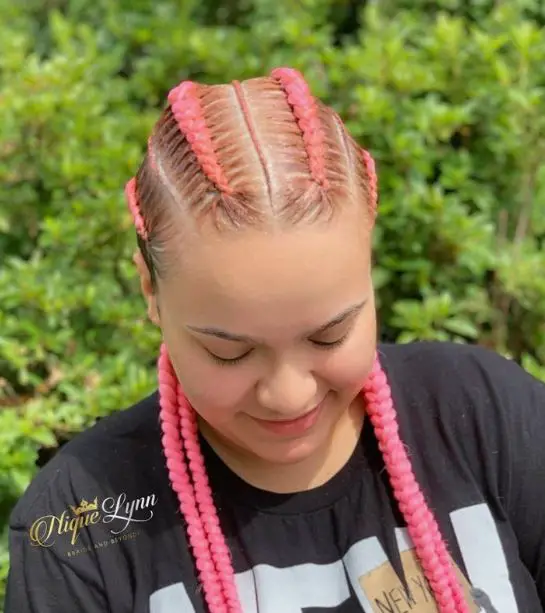 pink stitch braids