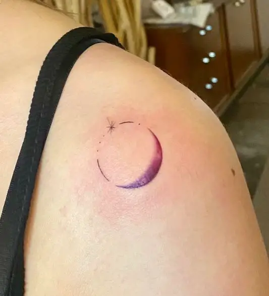 purple new moon tattoo