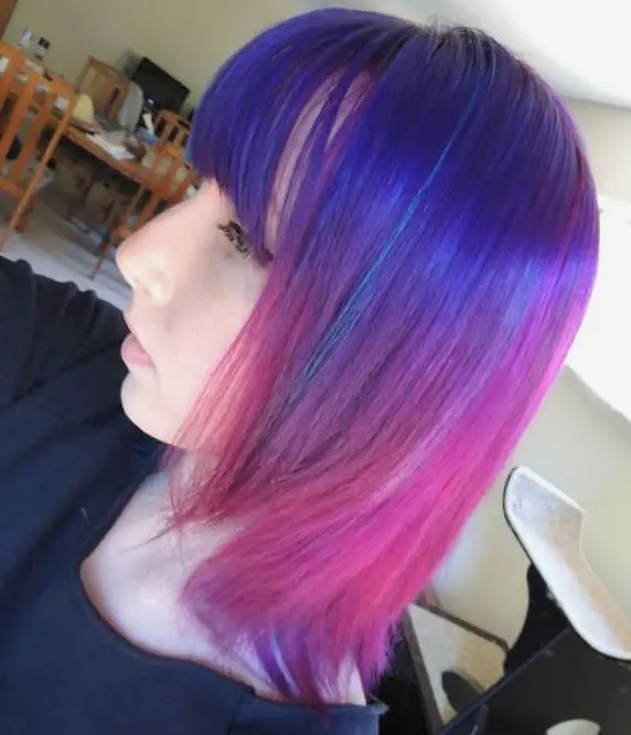 purple roots and purple bangs