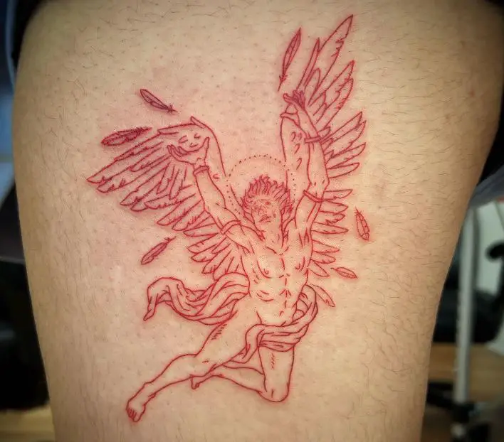 red line icarus tattoo