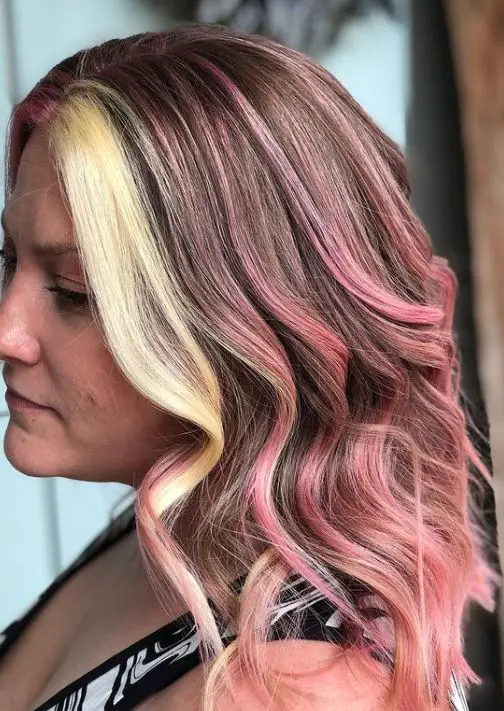 rose gold and blonde highlights