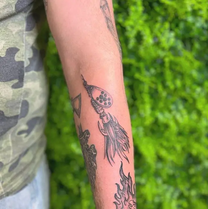 shaded fishing lure tattoo