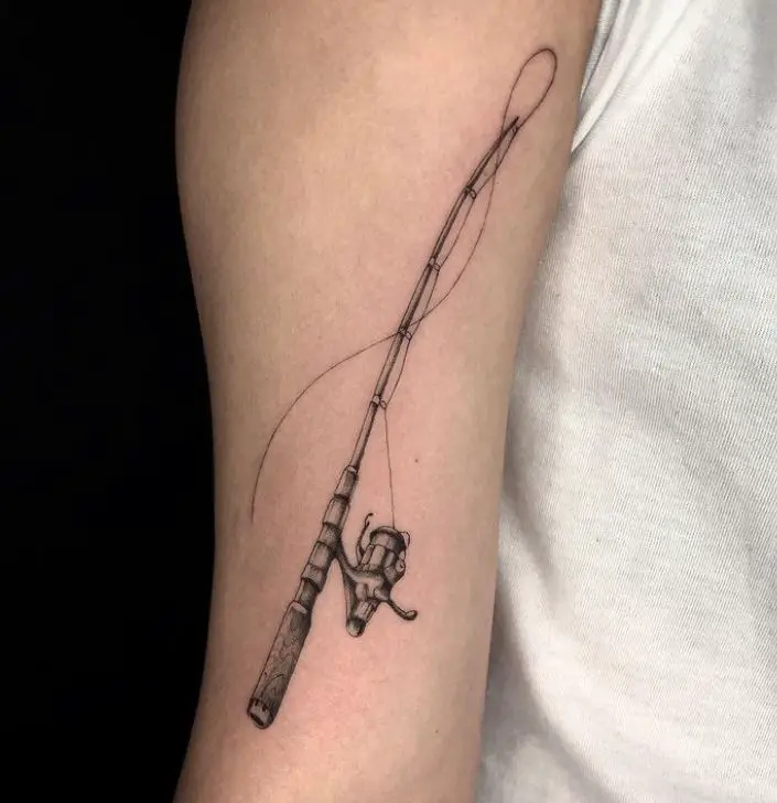 simple fishing rod tattoo