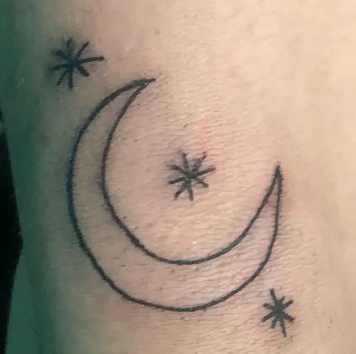 simple moon and stars tattoo