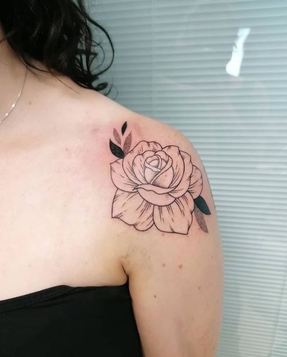 single rose tattoo with just the outline