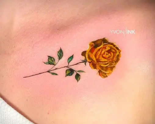 small yellow rose tattoo