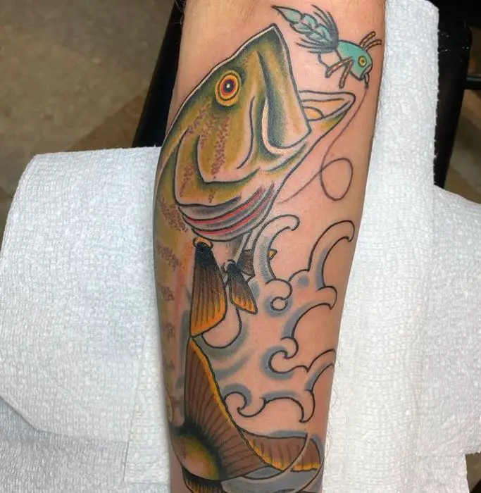 smallie and blue popper fish tattoo