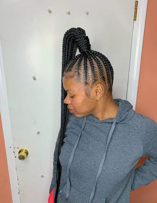 stitch braids with high ponytail