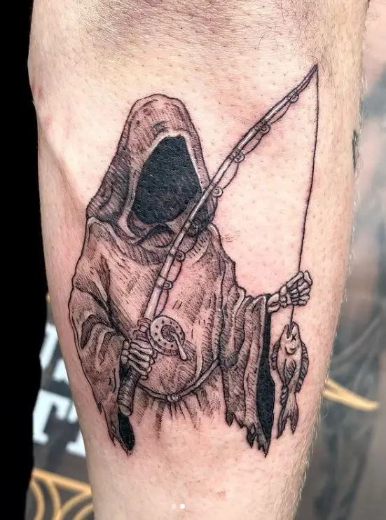 tattoo of grim reaper fishing